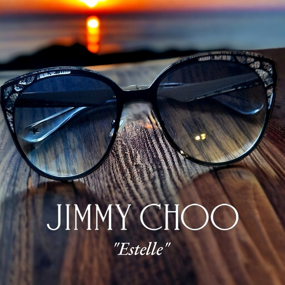 Jimmy Choo Accessories - JIMMY CHOO "Estelle" Cat Eye Black and Gold Sunglasses